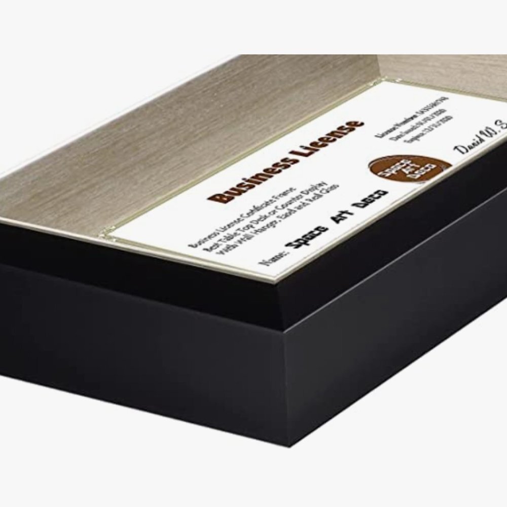 Business license frame, black and silver wood NWT - Picture 3 of 5